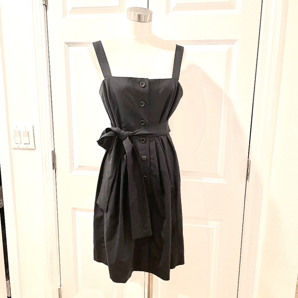 NWT Theory Navy button front fit and flare pleated dress  8 M - Picture 1 of 5